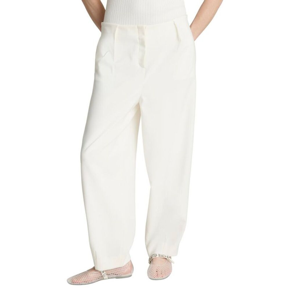Kenneth Cole Womens  Fly Front Hollywood Waist Pleated Tape Pant, White